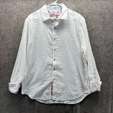 Robert Graham Shirt Mens XL White Button Down Preppy Classic Flip Cuffs Dress
