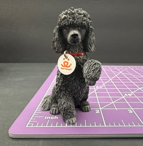 3” Black Poodle Figurine/Ornament– Realistic Miniature Dog Statue Resin Decor