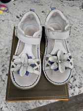 Stride Rite Little Girls, White  Purple Leather Sandals, 12 M, MC HAVEN, Great 