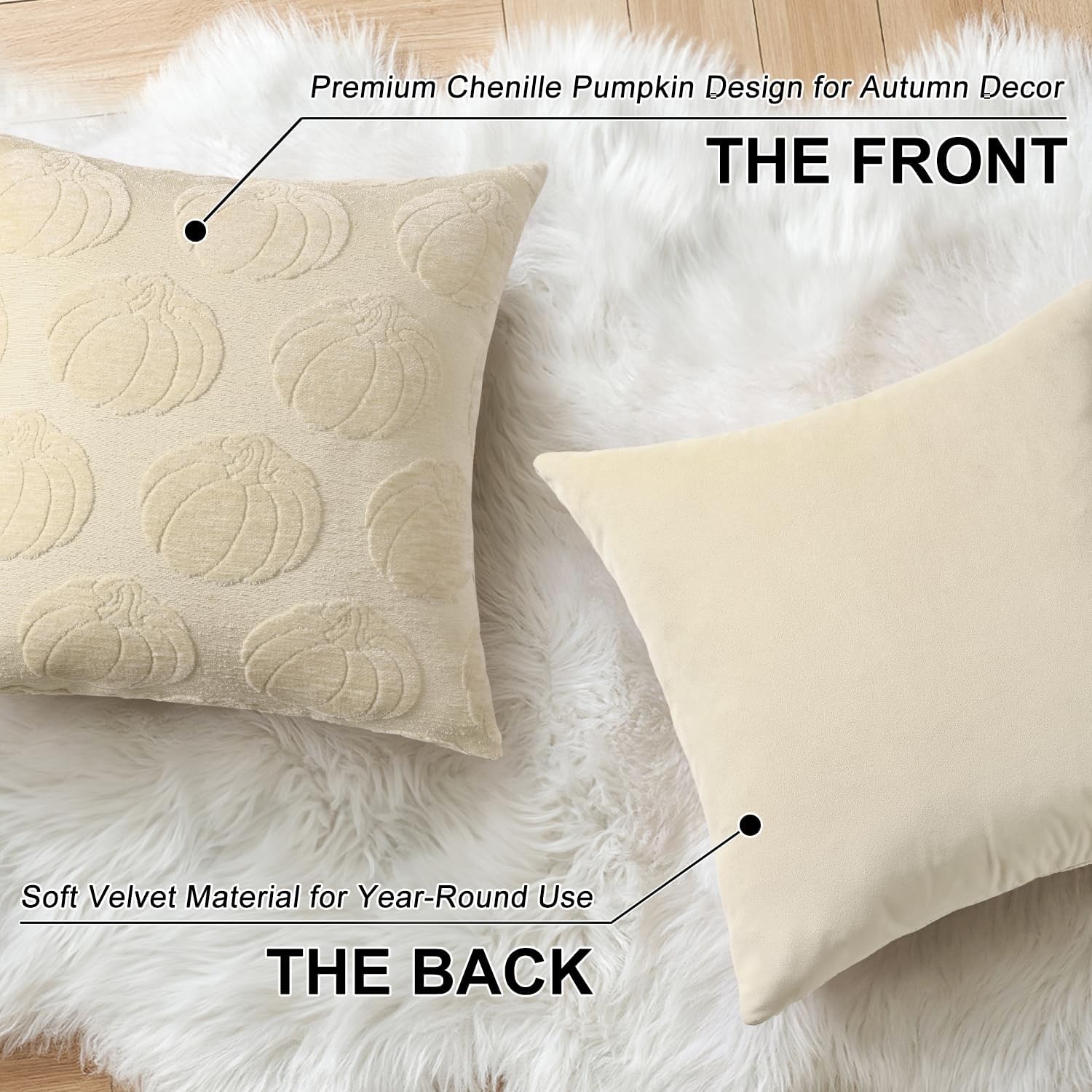 decorUhome Decorative Beige Pumpkin 18" x (Pack of 2), Pumpkins 