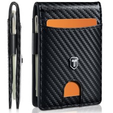 Slim Carbon Fiber Bifold Wallet   RFID Blocking, Money Clip, Stylish Secure