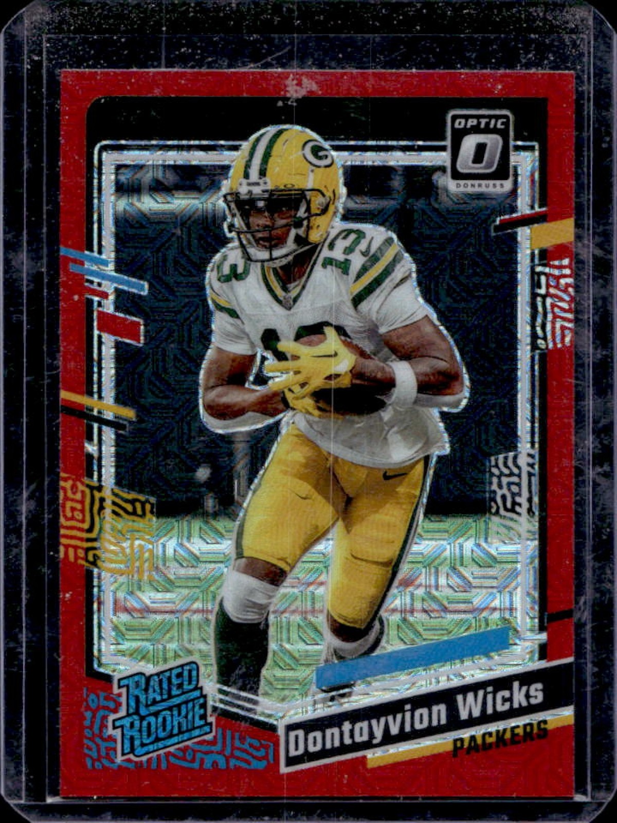 2023 Donruss Optic Dontayvion Wicks Red Mojo Prizm Rated Rookie #249 Packers