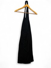 Women  s Black Halter Maxi Dress Ruched Back Lightweight Graceful Size M