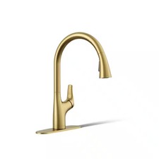 KOHLER Trove Pull Down Sprayer Kitchen Faucet in Vibrant Brushed Moderne Brass