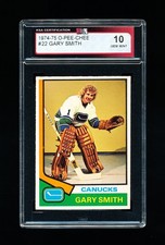 1974 OPC HOCKEY 22 GARY SMITH KSA 10 GEM MINT CANUCKS GOALIE