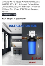 SimPure Whole House Water Filter Housing (DB10P), 10" x 4.5" 1045-Blue
