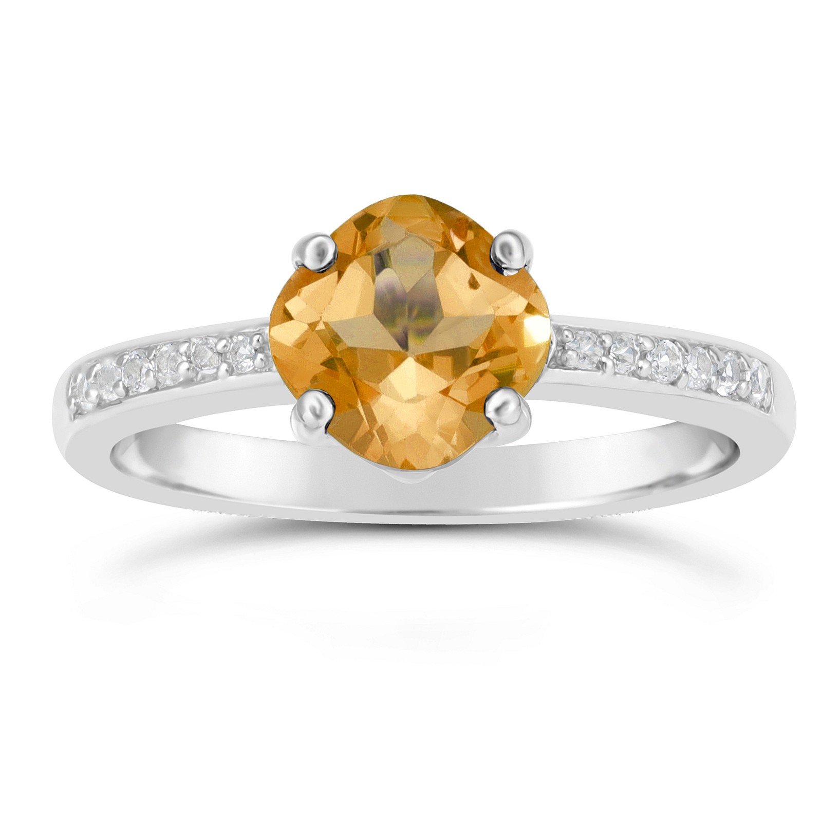 Elegant Engagement Ring for Women Citrine White Topaz Sterling Silver - Size 7-image