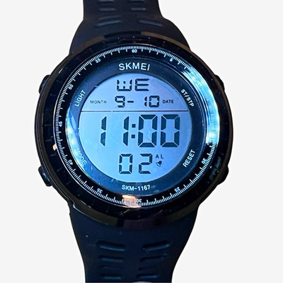 SKMEI 1167 Men's Digital Sport Quartz Watch Black Rubber Strap 50m Alarm