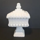Vintage Westmoreland Milk Glass Wedding Box Compote Candy Dish with Lid 8"