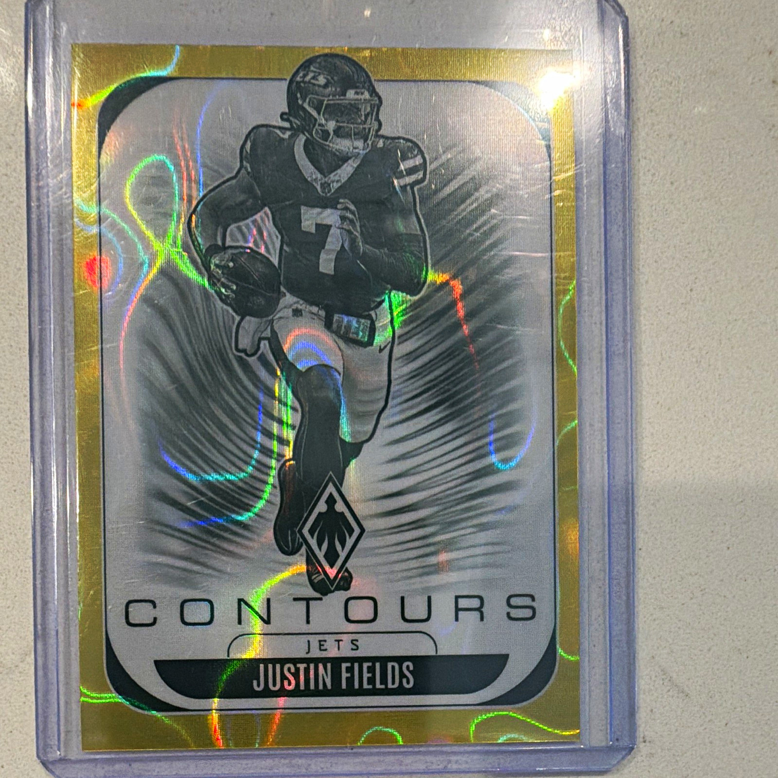 Panini 2025 Phoenix Contours Justin Fields #25 Yellow Lava SN/99 Jets