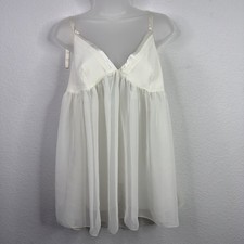 VTG Victoria's Secret Nightgown Women L White Babydoll Chemise Bridal Romantic