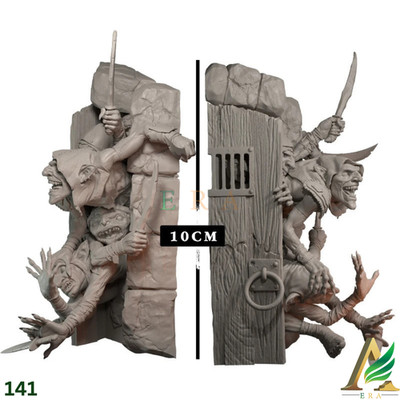 1/24 Fantasy Goblin Ambush Door Resin Figure Diorama Model Kit Unpainted 10cm