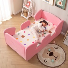 Toddler Floor Bed Frame with Removable Safety Rails and Storage Bag
