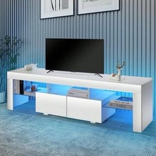 Modern High Gloss TV Stand with LED Lights – White 1600mm TV Cabinet Style 2