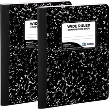Marble Composition Notebook Wide Ruled Paper, 2 Pack, 9-3/4" X 7-1/2", 100 Sheet