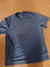 George Men's L Blue Solid Crew Neck Short Sleeve T-Shirt Regular Fit