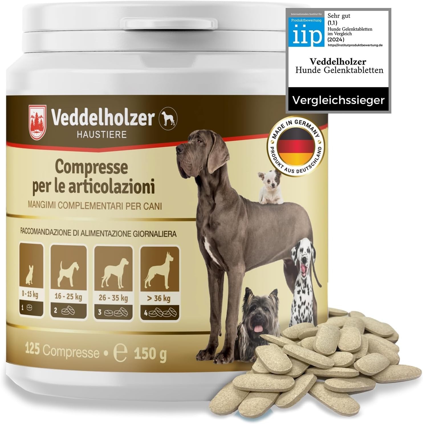 Veddelholzer VINCITORE CERTIFICATO 2024 Compresse per le articolazioni dei cani