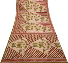 Sushila Vintage Cream Saree 100 Pure Cotton Printed Floral Soft Craft Fabric