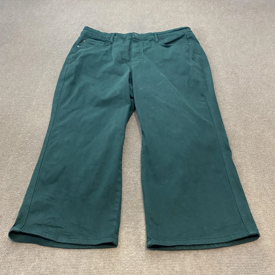 Judy Blue Pants Womens 20W Green Garment Dyed Wide Leg Stretch Cropped Casual - Image 2 of 4