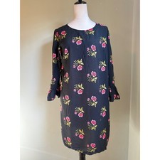 Floral Black Dress Med Tall boho whimsi cottage core fairy Ruffle romantic pink