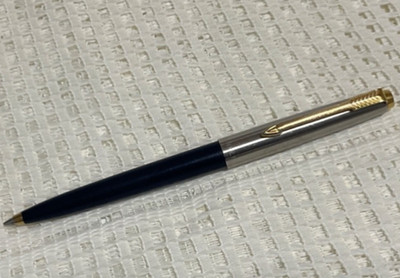 Parker 45 Ballpoint-Midnight Blue & Gold Trim-Cap Act d- Brass Threads-Pre 1985