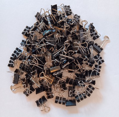 Small Metal Binder Clips - Lot of 100 -Black - Home/Office/School - Used