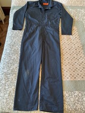 Vintage Durable Press Work Coveralls Jumpsuit Navy Blue Size 44 Long, Long Sleev