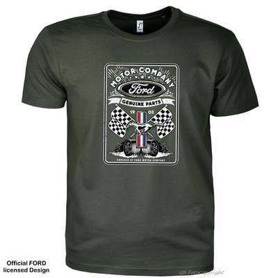 Ford Mustang T-Shirt licensed Vintage Automotive Racing Parts Service *0048 oliv
