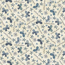 Floral Fabric Butterflies Bloom Garden Words Toss Cream Henry Glass YARD