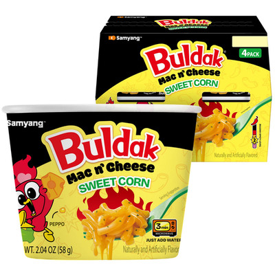 Buldak Sweet Corn Mac & Cheese 4-Pack Cup