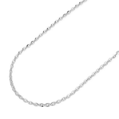 14K Weißgold 1,6 mm Flachkabel Diamantschliff Kette (massive Glieder) 16''-20''