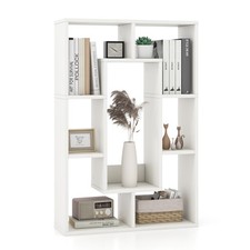 7-Cube Geometric Bookshelf w/ Anti-Toppling Device Modern Open Bookcase White
