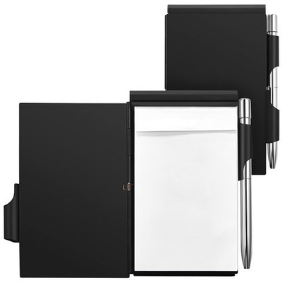 2 Pieces Metal Pocket Notebook with Pen and Refillable Paper, Aluminum Black