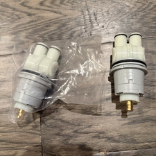 2 Pack Universal Faucet Cartridge Valve Replacement, Ceramic Brass Stem, White