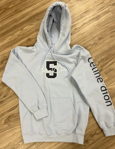 Felpa Celine Dion Vintage Blu Tour Felpa con Cappuccio Pullover Taglia S Y2K