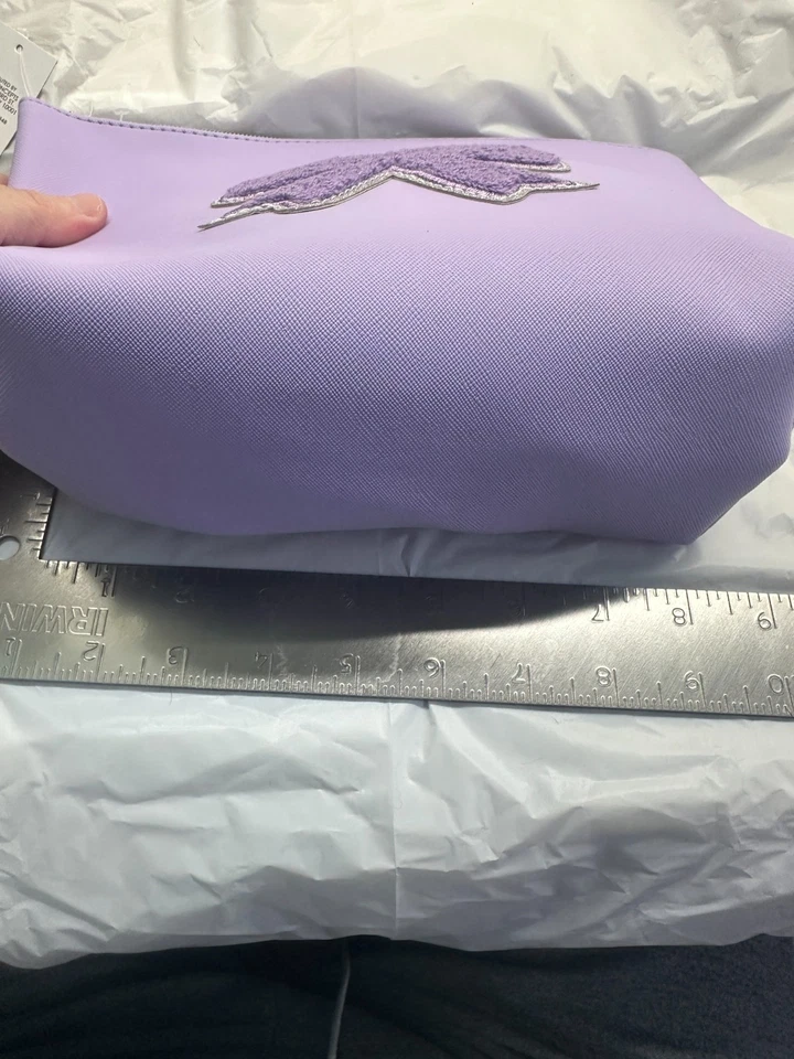 Daiso Bow Sherpa Purple Makeup Cosmetic Travel Bag B1 NWT Make Offer - Image 4 of 4