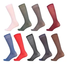 Men Stripes Dress Tube Sheer Stockings Ultra Thin Formal Wear Business Socks New