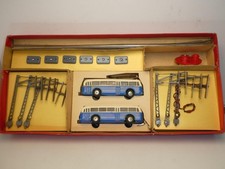H01:87 OVP Eheim Brawa Trolley Bus O-Bus Set blau Füße Henschel Omnibus Linenbus