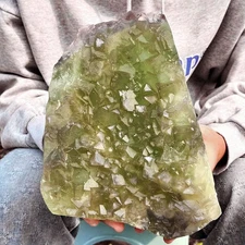 10.47LB Natural green cubic fluorite quartz crystal mineral specimen