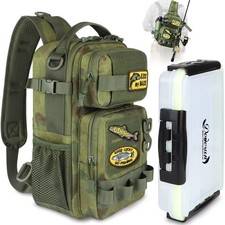 Dovesun Small Fishing Backpack w/ Tackle Boxes Sling Bag for Trout Bass Fishing