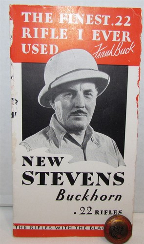  Frank Buck Adventurer's Club Pinback Button & Stevens Rifles Brochure