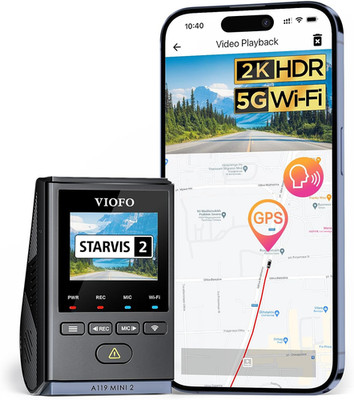 VIOFO Dashcam A119 Mini 2, Front 2,7K 5Ghz Wi-Fi, 2K 60Fps/Hdr 30Fps Sprachsteue