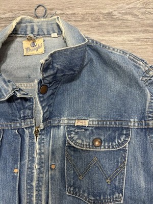 WRANGLER Blue Bell 1950s 8MZ Denim Zip-Up Vintage Blue Jacket Size