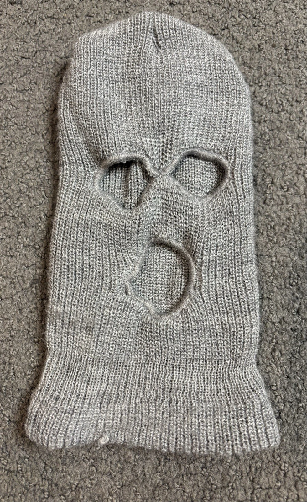Vintage Boys Knit Balaclava Ski Mask Grey Winter Face Cover One Size