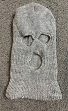 Vintage Boys Knit Balaclava Ski Mask Grey Winter Face Cover One Size