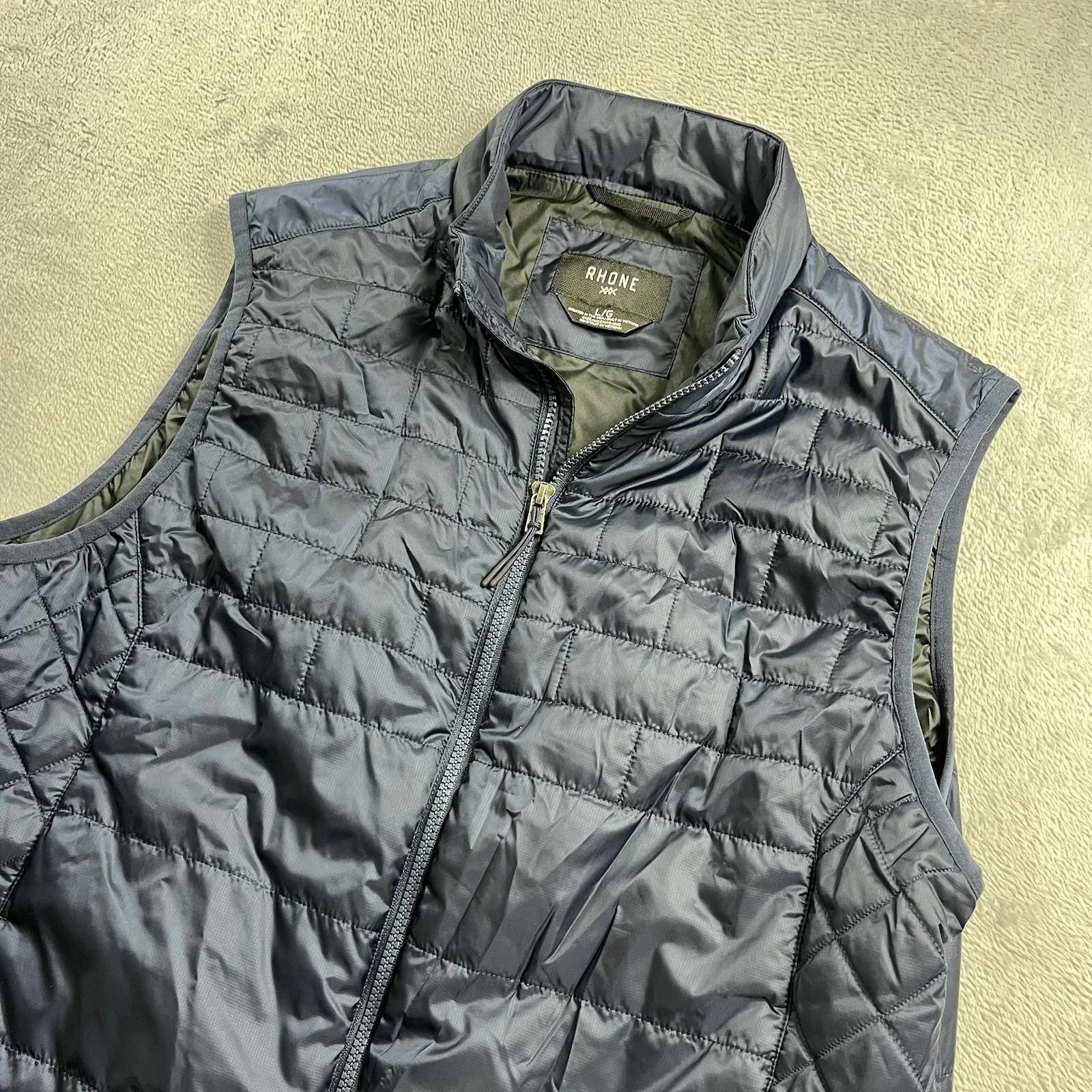 Rhone Nordic Flagstone Quilted Insulated Vest Men’s Large Full Zip Navy Blue
