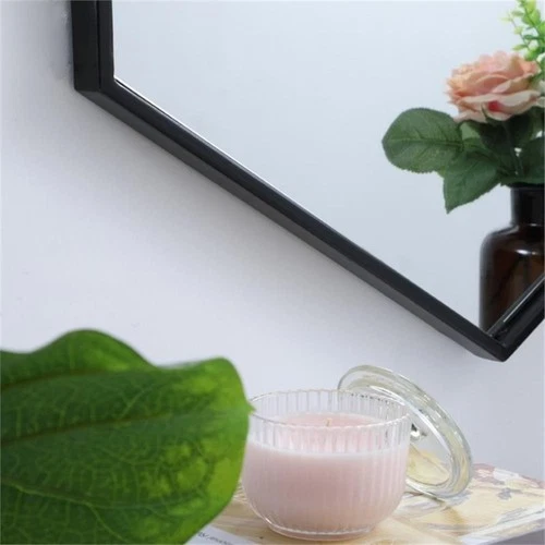 Elegant Decor Eternity 34" x 24" Hexagonal Metal Frame Mirror in Black - Picture 10 of 12