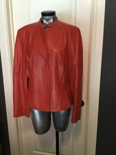 Like butter Worth Leather  Jacket Women's Size 12 Coral Moto Blazer