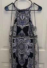 INC International Concepts Black Tropical Maxi Halter Sleeveless Dress Size XL