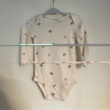 Carter's 9M White Brown Cotton Food Print Long Sleeve Knit One piece Bodysuit